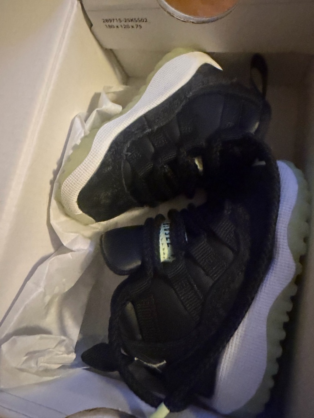 Nike Kids Black and White Sneakers with Pale Green Accents